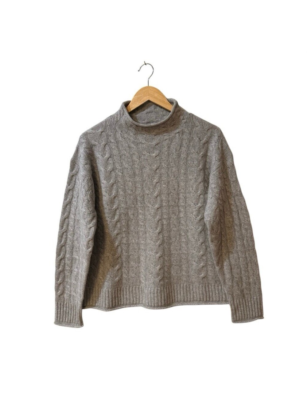 J. Crew Cashmere Cable-knit 2025 Rollneck Sweater in Heather Gray Size M NWT